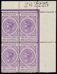 400 Ex Lot 352 352 ** A/B 1906-12 Crown/A upper-right Sheet Numbers in Black (Parsons Paper) comprising 6d & 2/6d blocks
