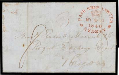 delivery between 75 & 90 miles), light vertical fold. Ex Michael Blake. A very fine and very early postmarked letter from the Colony, which was founded only two years earlier.