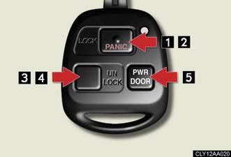 1-2. Opening, closing and locking the doors Wireless remote control The wireless remote control can be used to lock/unlock the vehicle and open/close the back door from outside the vehicle.