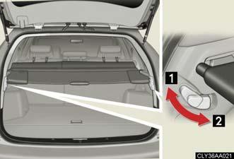 3-6. Other interior features Automatic retract function of luggage cover The knob is in the active position, the luggage cover is retracted automatically when the back door is opened.