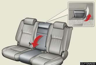 Before driving n Folding down rear center seatback only Pulling the center seatback angle lever