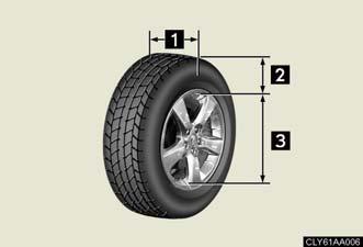 6-1. Specifications Tire size n Typical tire size information n Tire dimensions The illustration indicates typical tire size.
