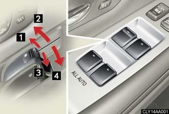 1-4. Opening and closing the windows and moon roof Power windows The power windows can be opened and closed