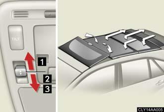 Push the switch again to fully open. Close Push the switch in the either direction to stop the moon roof partway.