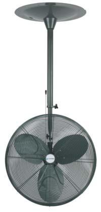 On all fan models, the fan assembly can be tilted on a swivel bracket to direct air stream upwards or downwards. vailable with oscillating motor on the pedestal and wall models.