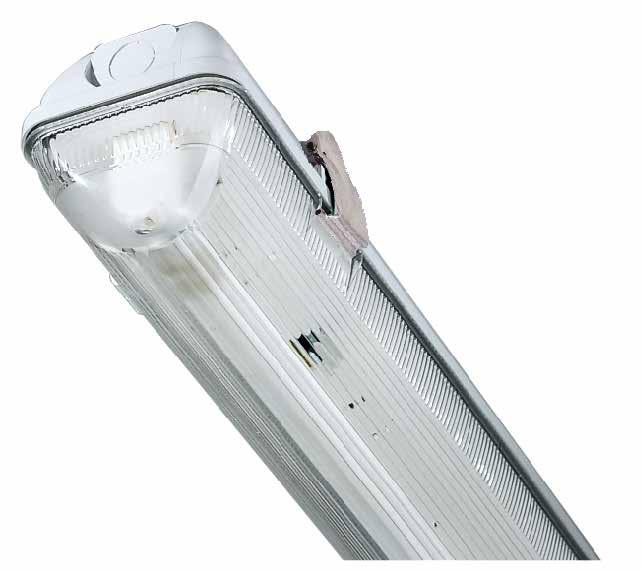 IP65 T8 Non Corrosive Supplied Less Lamp HF 367 High Frequency control gear Grey polycarbonate body housing with clear diffuser and durable stainless steel clips Supplied with fixing brackets for