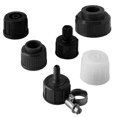 Accessories Pump connections Pump connections Separate, retrofit pump connections for adapting standard Grundfos pumps to installation-specific tubing, pipe types and sizes.