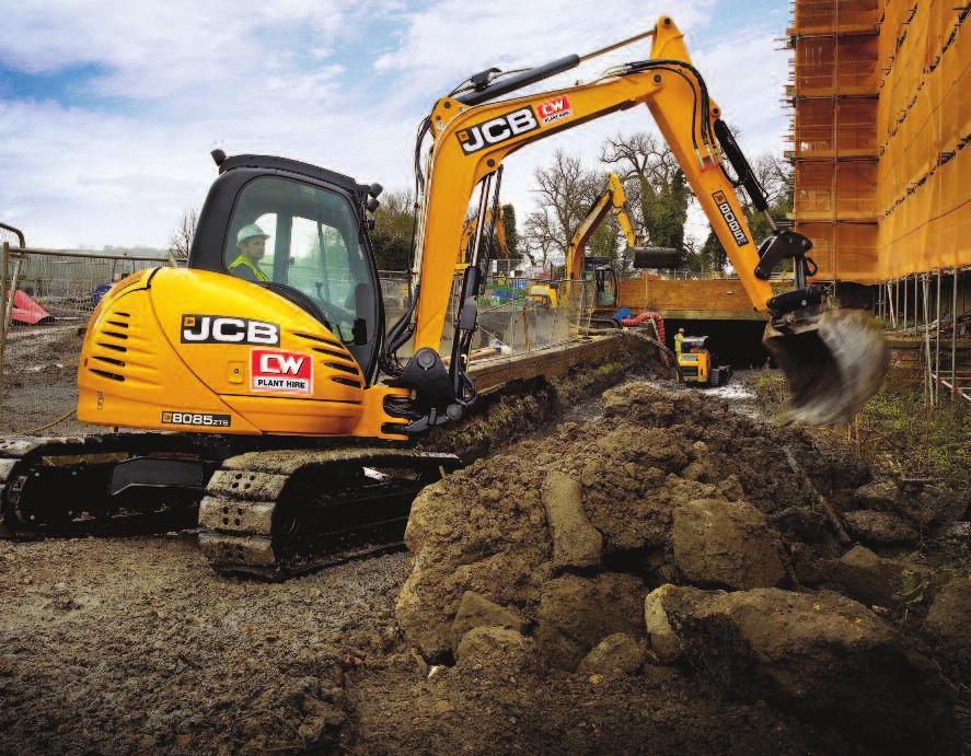 JCB 8080 ZTS MIDI EXCAVATOR (8.0t) EXCAVATORS Delivered with: 18"/450mm, 24"/600mm, 36"/915mm + Ditching Machine height - 2869mm/ 9.41' Overall width - 2490mm/ 8.