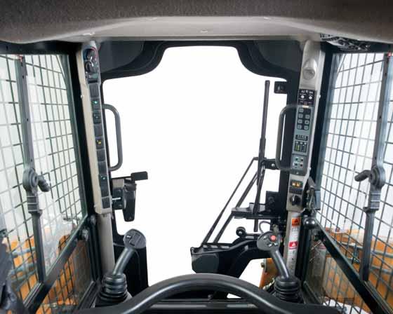 SKID STEER LOADERS 360-DEGREE VISIBILITY The 89 cm wide cab together with larger windows and a new ultra-narrow wire side-screen provide outstanding visibility all around the jobsite, allowing safer