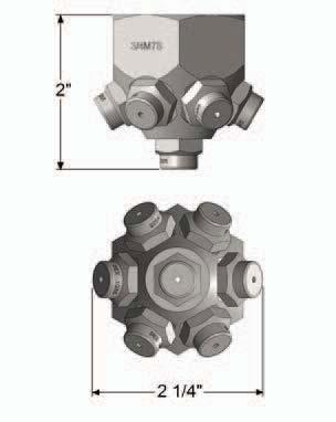 M7C Series Cluster nozzle assembly PRODUCT DESCRIPTION: The M7C series cluster nozzles uses an array of seven (7) hollow cone C-series hydraulic atomizing nozzle caps mounted on a cluster nozzle body