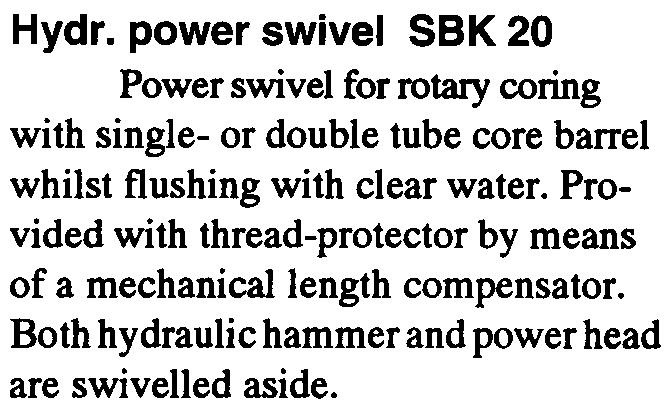 Hydr. power swivel SBK 20 Power swivel für rotary coring with