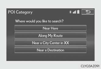Destination input Search points of interest by category 3 1 3 Press the MENU button on the Remote