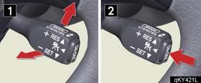 Vehicle-to-vehicle distance can be adjusted using the distance switch. 1 2 Press the ON-OFF button.
