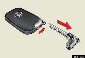 key is stored inside the electronic key. To extract the key, release the latch and pull.