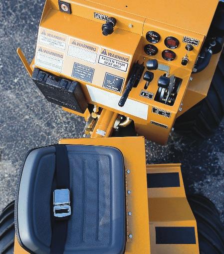 A 2-post ROPS, retractable seat belt and seat interlock system are standard equipment.