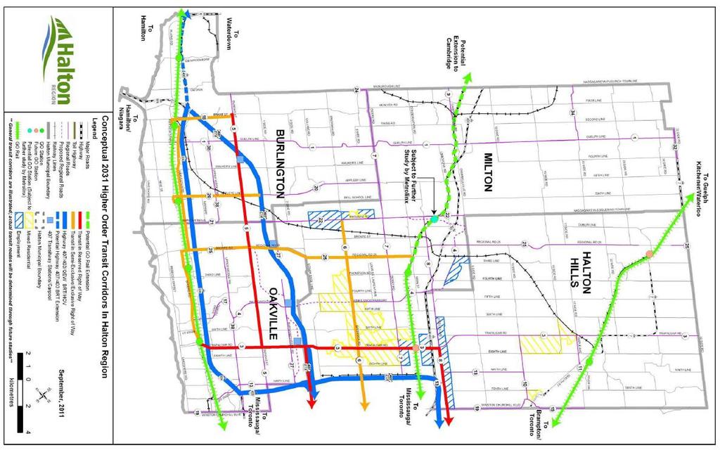 Halton Region 2031 Transit Corridors