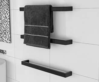 LUX QUAD HEATED TOWEL RAIL Widths available: 432, 632 and 832 (measured from the widest point) Height: 40 Depth: 100 Distance between fixing points 412, 612, 812 Rails sold individually Concealed