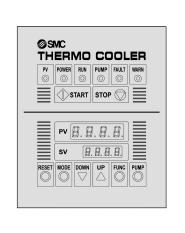 Thermo-cooler Series HRGC Operation Panel Display HRGC//C5 The basic operation of the thermo-chiller is shown on the front operation display panel.