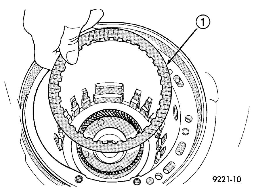 Fig. 39: Installing One Low/Reverse Clutch Disc 1 - ONE DISC FROM