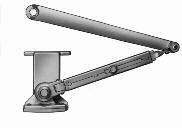 Flush Frame Arm for use with Auxiliary Holder/Stop For use with auxiliary surface overhead stops and holders Foot bracket is attached to frame or transom face Foot bracket lowers door closer an