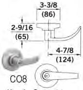 Key-in-Rectangular Lever Raised Escutcheon Plate Rectangular Lever with Cylinder Hole Raised Escutcheon Plate Curved