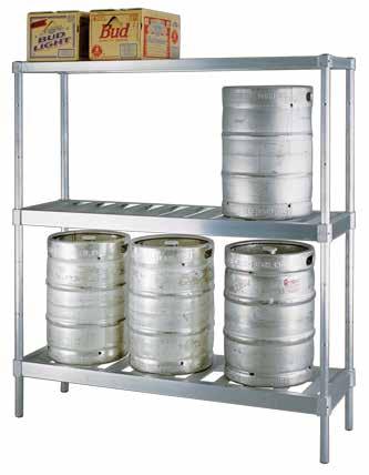 98 $ 1,234 Keg Shelves Only Posts (see pg 43) **Customize Your Own Units** 94273 18 x 3 x 60 3 9 1 14.4 $ 271 95410 18" x 3" x 72" 4 11 1 16.
