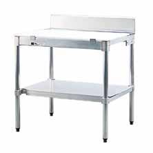 Work Tables Solid Poly Top Stainless Steel Top With Backsplash Solid Poly Top w/ Backsplash & Undershelf Poly Top Tables Model Size Ship List Model Size Ship List Model Ship List No. D-H-L Lbs.