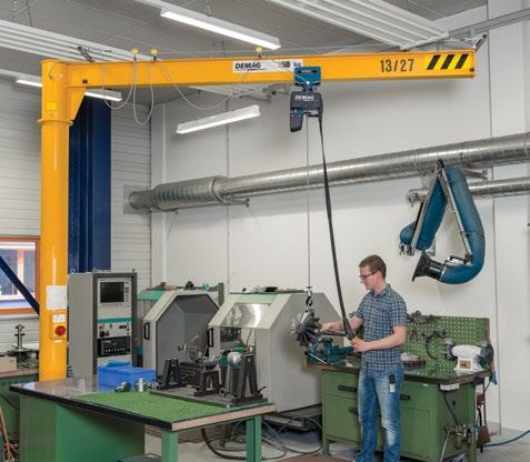 Demag pillar and wall-mounted slewing jib cranes help to improve workplace ergonomics. We provide you with solutions to meet your specific requirements.