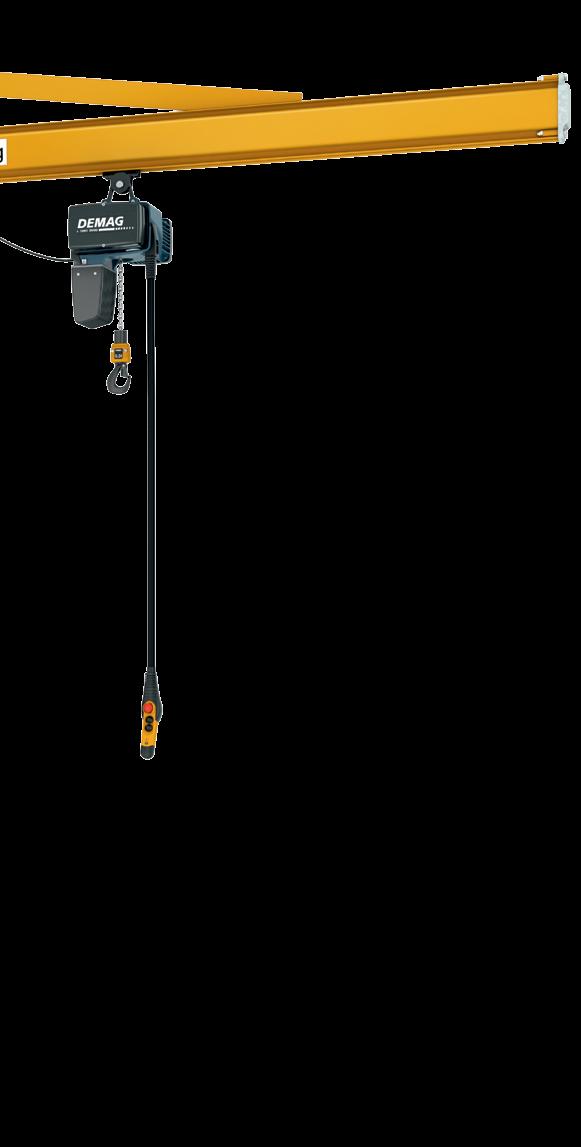 Electric chain hoist Rapid and precise handling of loads weighing up to 5 t. Wall bracket Used to attach a slewing jib crane to a concrete wall, for example.