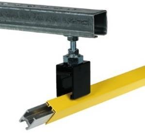 Support Arm Insert conductor rail from below approx. 45 into track hanger clamp. Rail clipped into the track hanger clamp. CAUTION! Check that both sides of the hanger clamp are snapped in!
