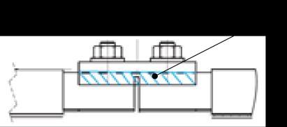 Minimum gap between rails equals 2-3 mm 1 = Contact area 2 = Thin