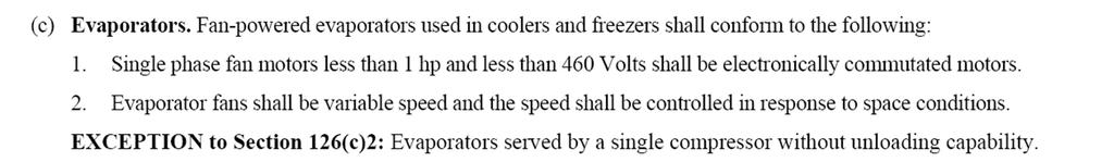 Current Code Requirements 6 For fractional motors below 1 HP there are no California standards in place except