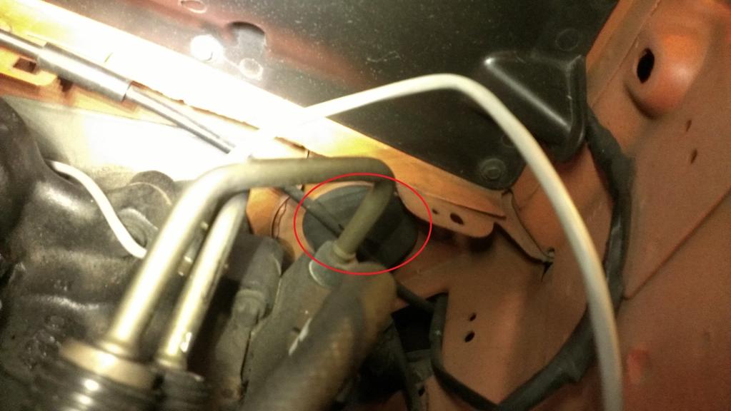 NOTE: on some Mustangs, the clutch cable may not allow room for the vacuum tube to pass through the grommet.