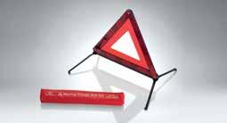 Warning triangle This high-visibility triangle is lightweight but stable and can be folded to save space. It complies with ECE-R27 standard, and is a legal requirement in most European countries.