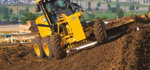 On our six wheel-drive graders, the front wheels engage smoothly and in sync with the rear tandems making them highly adept