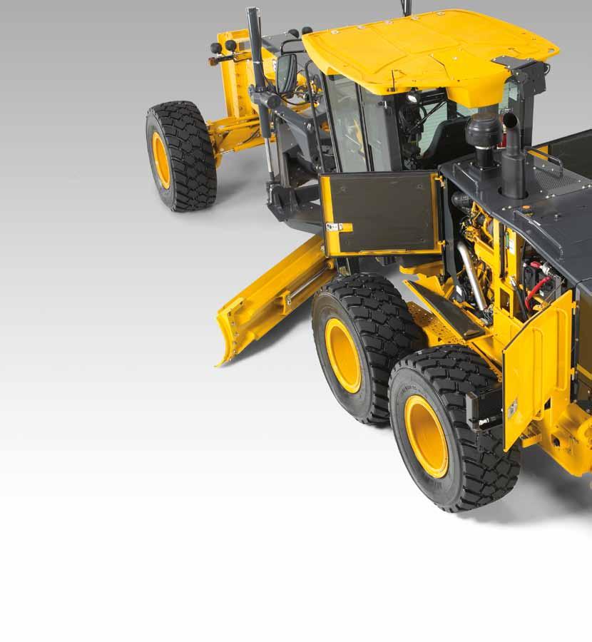 Open wide and be awed Unlatch the large side panels and you ll discover the many ways these graders minimise maintenance. And help keep daily operating costs low.