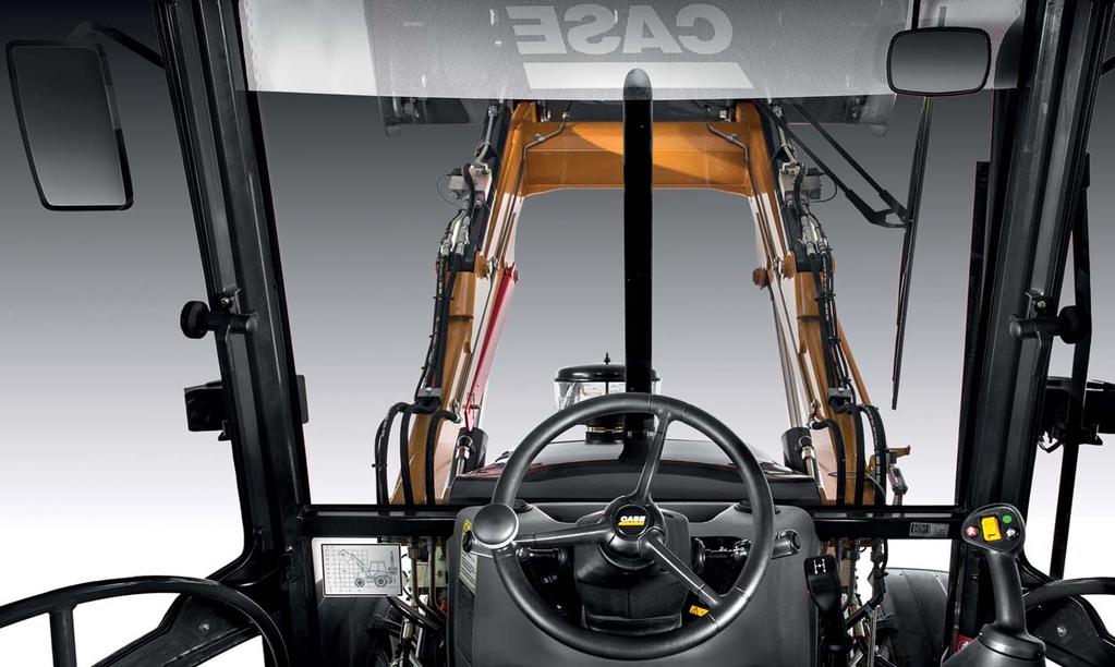 T-SERIES BACKHOE LOADERS COMFORTABLE AND SAFE CAB Get settled on your seat Personalised working position: pilot control columns and wrist rests are fully adjustable to suit your size.