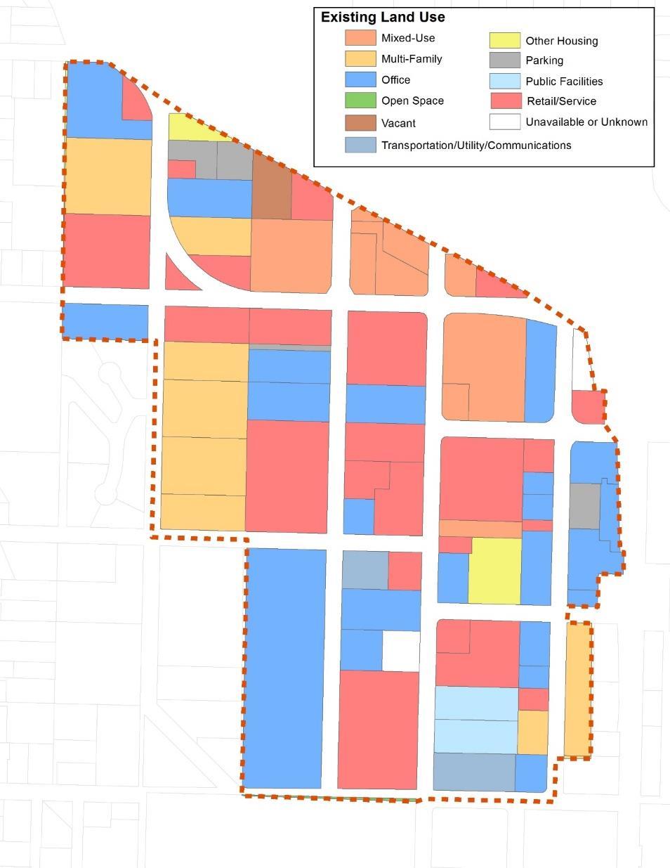 Land Use Land Use has implications for parking supply and demand Parking requirements, permitting, and other restrictions tied to land use and zoning Most of Town Center is devoted to