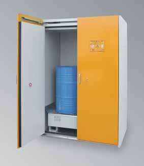 HAZARDOUS SUBSTANCES DRUM CABINETS For storage of flammable liquids of max. 2 standing 200 liter drums inside buildings Base sump tray acc.