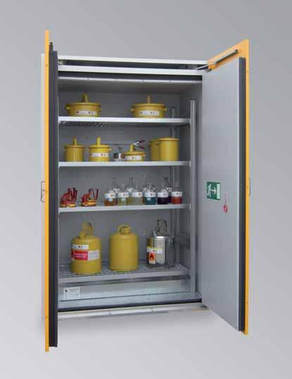 HAZARDOUS SUBSTANCES DRUM CABINETS For storage of flammable liquids in small containers inside buildings Base sump tray acc.