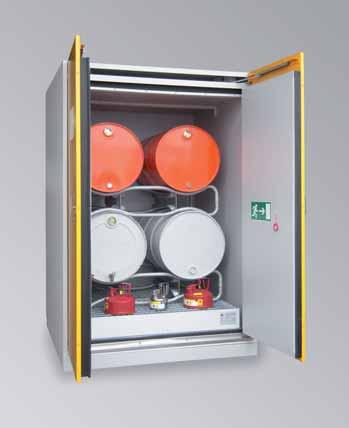 HAZARDOUS SUBSTANCES DRUM CABINETS -1430 For storage of flammable liquids in small containers, drums and KTC / IBC indoors Whole construction tested by an authorized material testing