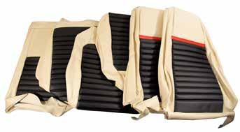 #MA90883 #MA90889 1969 Front Buckets Vinyl Seat Covers - Mach 1/Shelby - Fastback Corinthian Grain Vinyl Trim with Comfortweave insert & accent stripe. Full set with Hi-Back Bucket Seats.