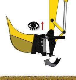 Lift the tiltrotator/rotator so that the bucket (the implement) moves towards the quick hitch. 4.