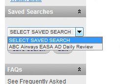 Once saved, select the named Saved Search from the dropdown menu