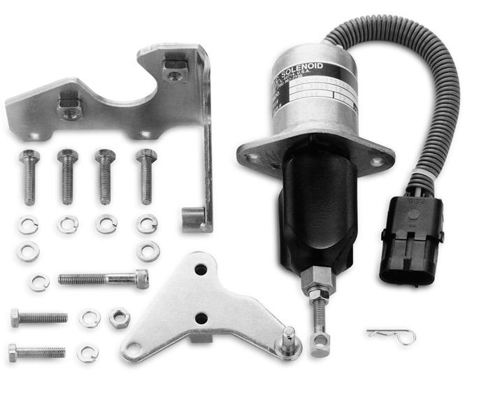 Solenoid Shutdown Systems C B Shutdown Kits RQV-K Bosch Kit Installs on a variety of engines using Bosch pumps with RQV-K governor 1752ES solenoid has built-in Packard Weather Pack connector (Housing