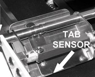 MAINTENANCE Sensor Locations: MEDIA SENSOR TAB SENSOR TAB WEB SENSOR NOTE: To access the Tab Sensor, remove the Rear Cover; loosen the screw on the Tab Sensor Mounting Shaft.