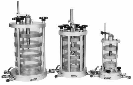 page 152 Shear Strength/ Triaxial Triaxial Cells HW-11001 HW-10751 HW-10201 Three models handle sample sizes between 1.4" (35mm) and 6.0" (150mm) diameter.