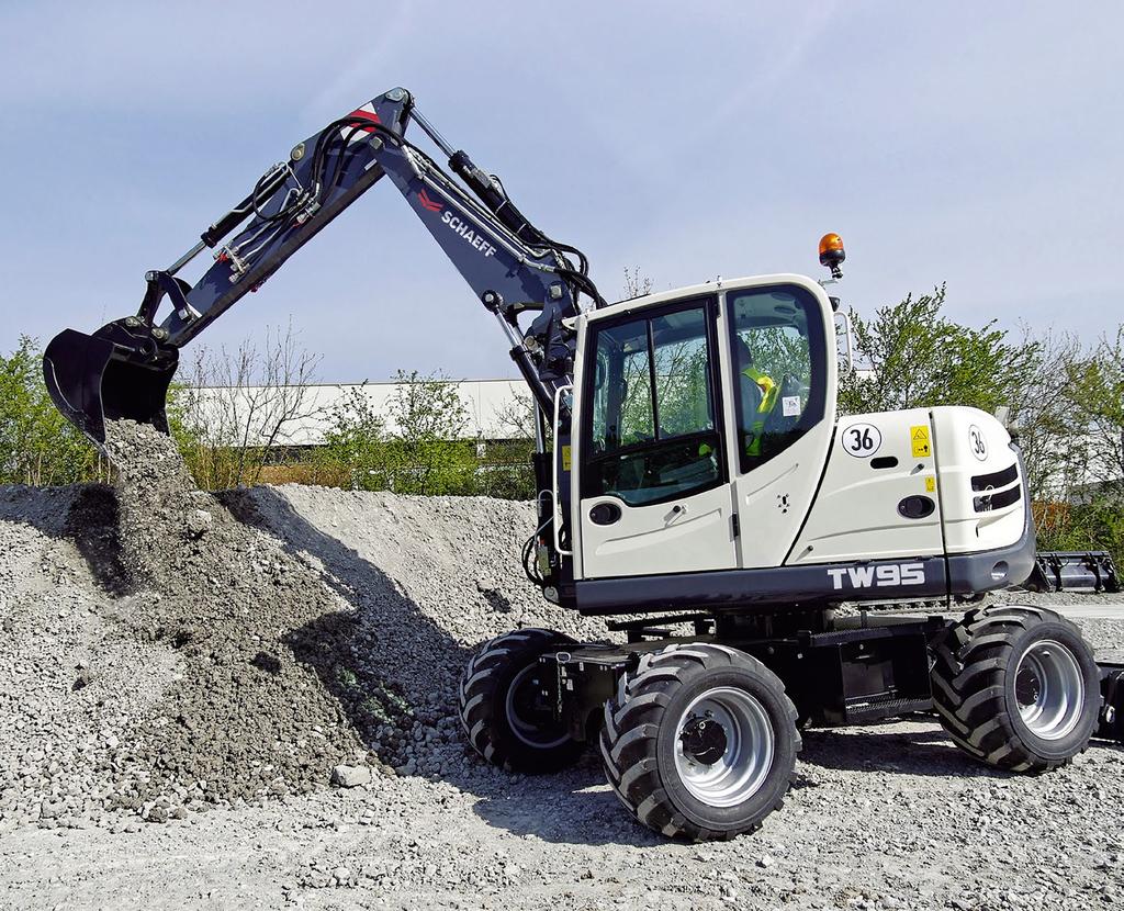 THE ALL-ROUNDER The high-performance excavator The Schaeff wheeled excavator TW95 is comfortable, powerful, and efficient.