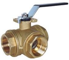 3-Way Brass Ball Valves L or T Port Design, 400 PSI WOG 1/4 to 3 NPT SERIES Features Standard Port 3-way L or T flow path Four seat design allows for full pressure at any port Hand lever operator