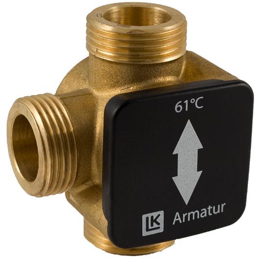 LK 821 Thermic Bypass Valve Thermic 3-way bypass valves designed to change the direction of flow in hydronic heating applications.